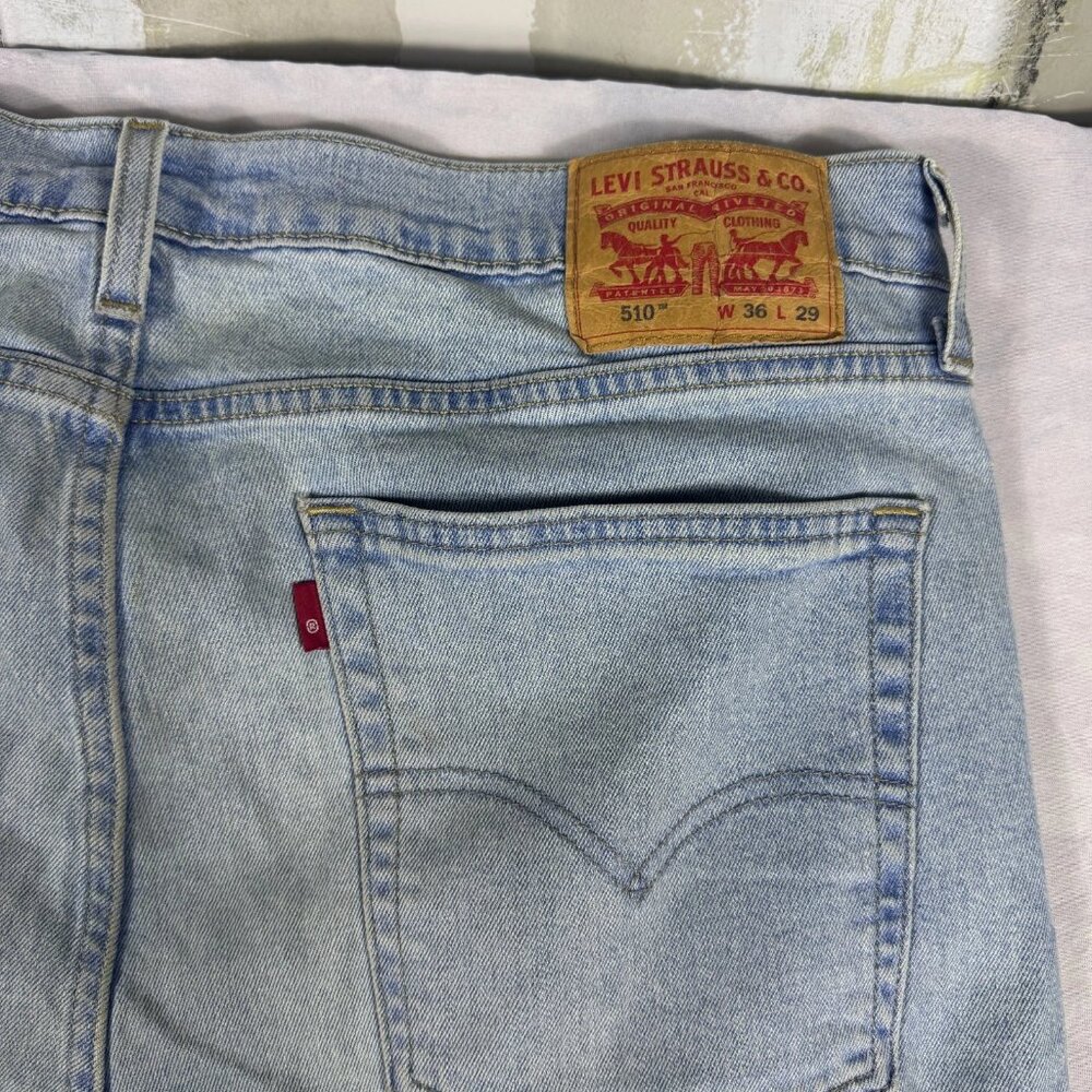 Levi's 510 Men's Skinny Leg Jeans Blue Denim Light Wash Stretch 5-Pocket W36 L29 - Picture 12 of 16